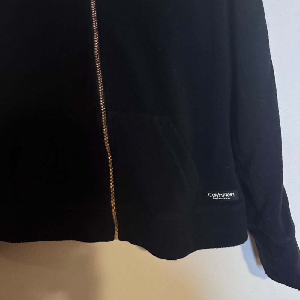 Calvin Klein Performance Black Fleece Full-Zip Jacket with Rose Gold Zipper - Picture 4 of 5